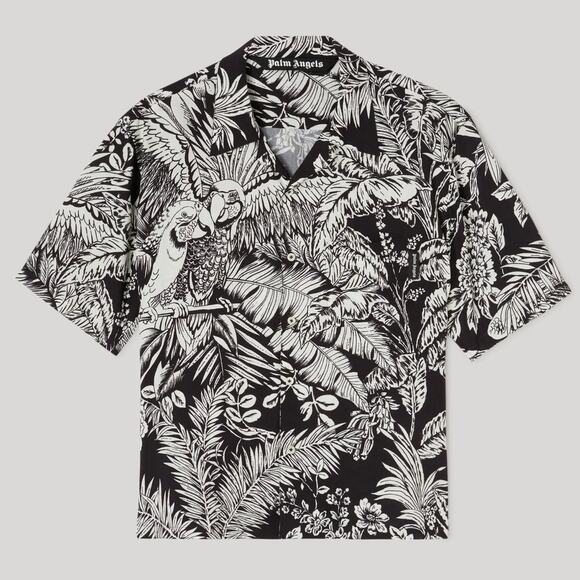 PALM ANGELS Bowling Shirt Jungle Palms Parrots  Short Sleeve Button Up - L (50) - Picture 1 of 9